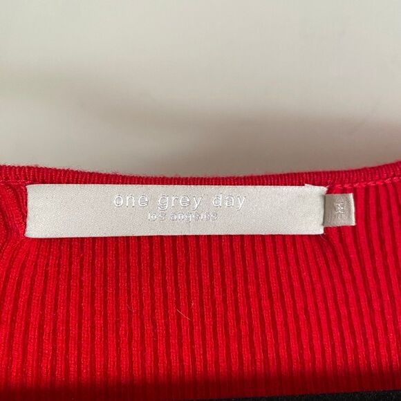 REVOLVE x One Grey Day Lakeyn Dress Red Medium Midi Sweatheart Ribbed Sweater - Picture 3 of 11